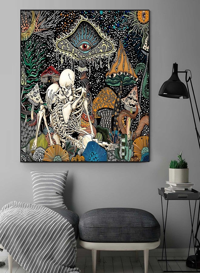 OIOVOIO Mushroom Tapestry The Lovers Tapestries Hippie Tapestry for Bedroom Skeleton Tapestries Gothic Wall Hanging for Bedroom Dorm Living Room Aesthetic Deco(59"x51", Lovers) - Image 5